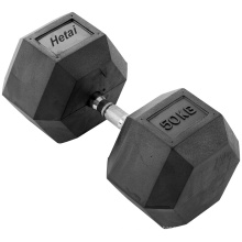 Dumbbell revestido de borracha do Hex do cromo de 5-50lbs com punho do cromo